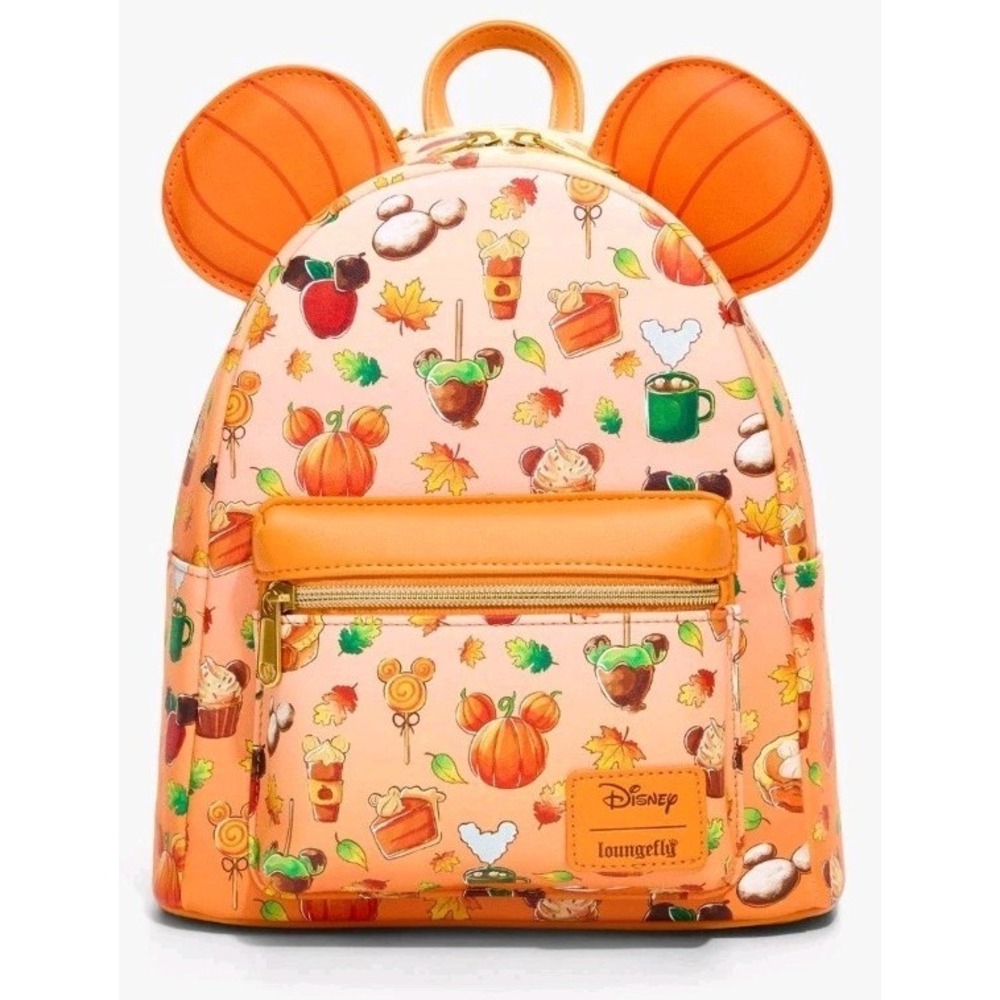 NEW Loungefly Disney Halloween Treats Pumpkins Fall Mickey Ears Mini Backpack